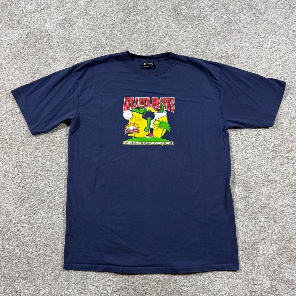 Vintage 2003 Atlanta Braves Spring Training Disney World Gator T-Shirt Mens XL